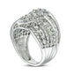 2.0 CT. T.W. Baguette and Round Natural Diamond Loop Multi-Row Ring in Solid 10K White Gold