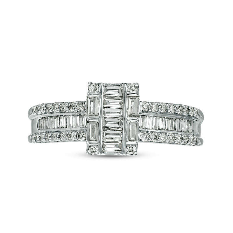 0.50 CT. T.W. Baguette Composite Natural Diamond Multi-Row Engagement Ring in Solid 10K White Gold