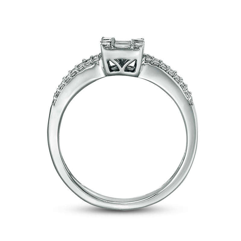 0.50 CT. T.W. Baguette Composite Natural Diamond Multi-Row Engagement Ring in Solid 10K White Gold