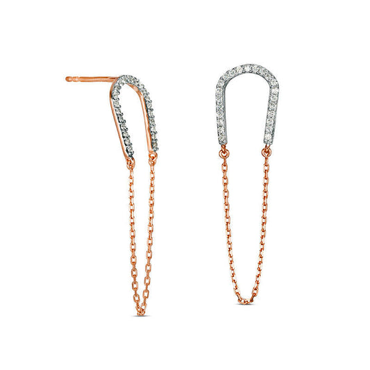 0.5 CT. T.W. Diamond U-Shaped Chain Drop Earrings in 10K Rose Gold