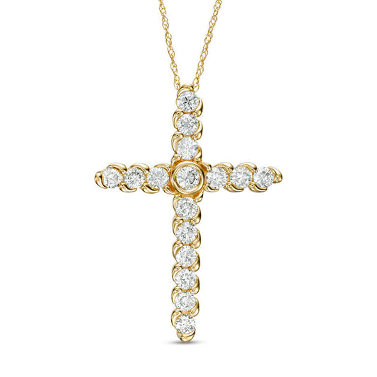 1 CT. T.W. Natural Diamond Cross Pendant in 14K Gold