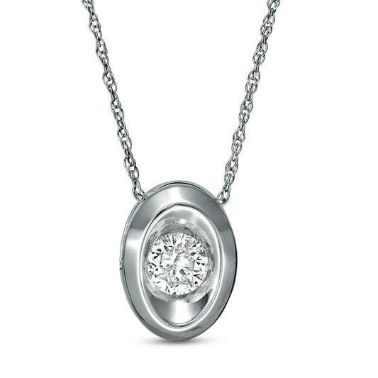 0.25 CT. Natural Clarity Enhanced Solitaire Oval Pendant in 14K White Gold