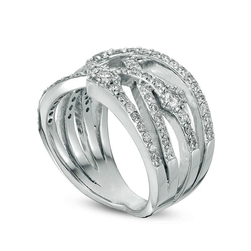 2.10 CT. T.W. Natural Diamond Layered Crossover Ring in Solid 14K White Gold