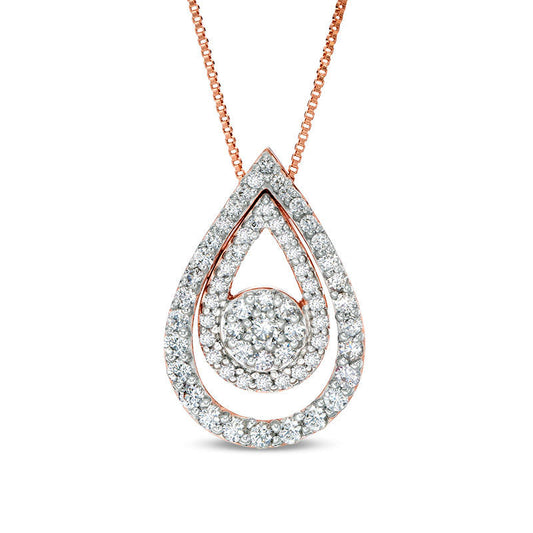 Convertibilities 1 CT. T.W. Natural Diamond Teardrop Three-in-One Pendant in 10K Rose Gold