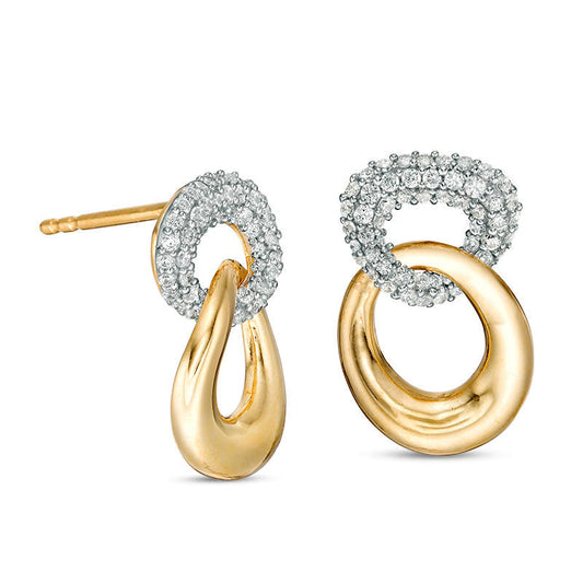 0.5 CT. T.W. Diamond Twist Doorknocker Drop Earrings in 10K Gold and White Rhodium