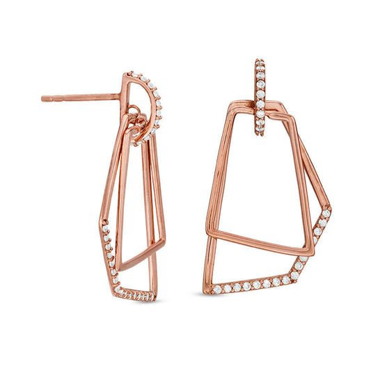 0.33 CT. T.W. Diamond Geometric Drop Earrings in 10K Rose Gold