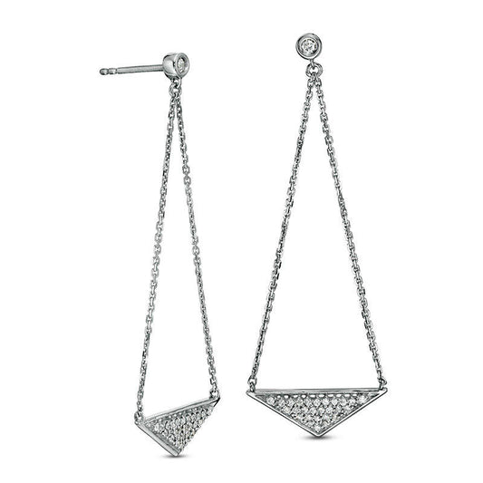 0.25 CT. T.W. Diamond Triangle Pendulum Chain Drop Earrings in 10K White Gold