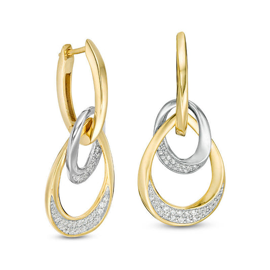 0.33 CT. T.W. Diamond Oval Twist Doorknocker Drop Earrings in 10K Two-Tone Gold