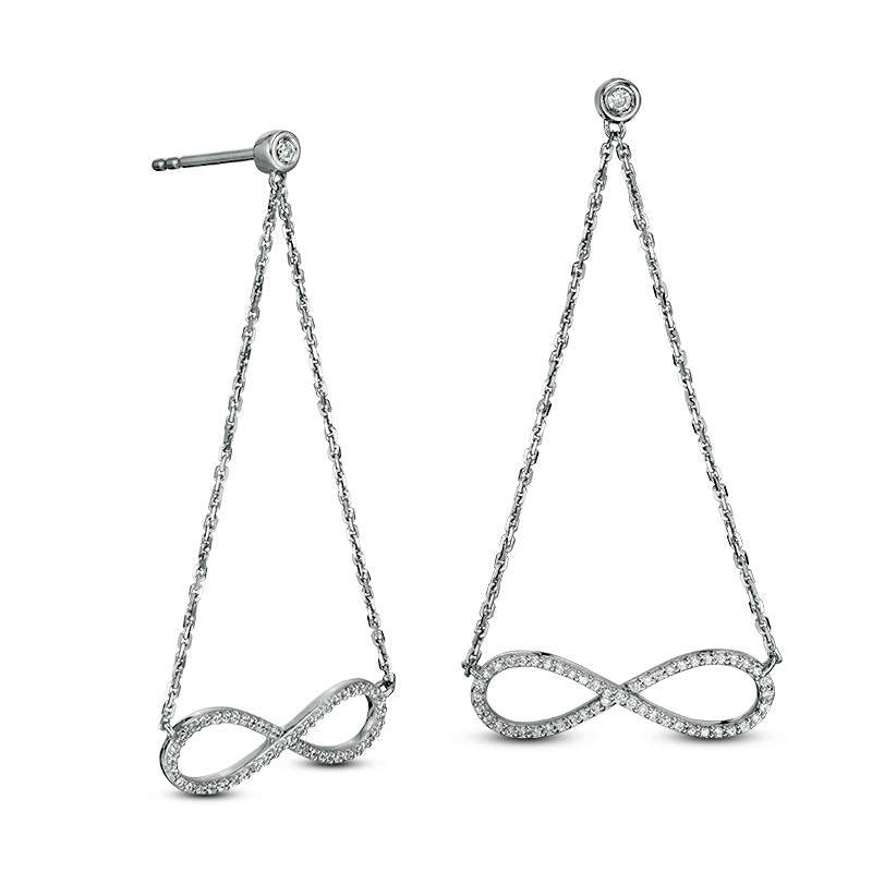 0.25 CT. T.W. Diamond Infinity Pendulum Chain Drop Earrings in 10K White Gold