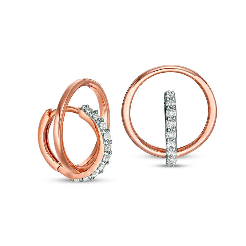 0.25 CT. T.W. Diamond Doorknocker Hoop Earrings in 10K Rose Gold