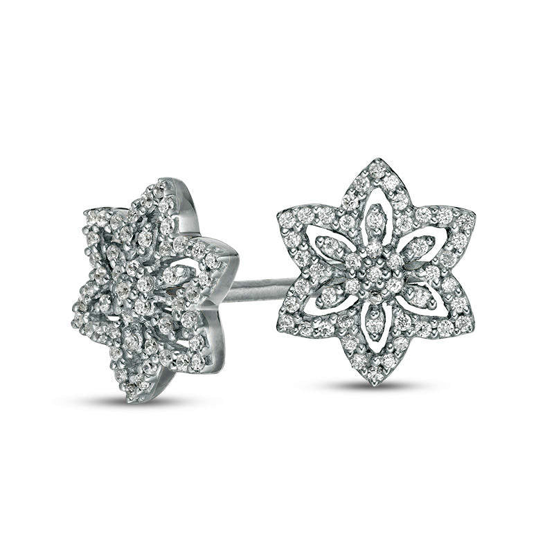 0.2 CT. T.W. Diamond Flower Stud Earrings in 10K White Gold