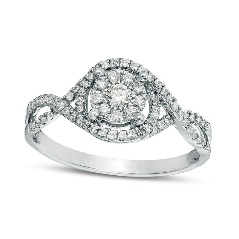 0.33 CT. T.W. Natural Diamond Frame Bypass Twist Engagement Ring in Solid 10K White Gold