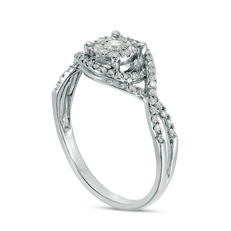 0.33 CT. T.W. Natural Diamond Frame Bypass Twist Engagement Ring in Solid 10K White Gold