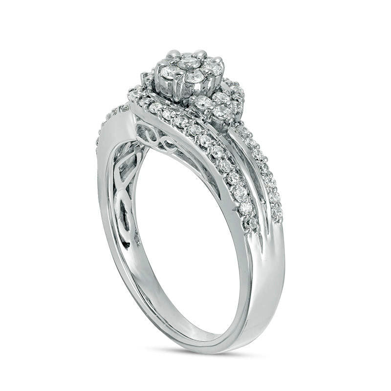 0.50 CT. T.W. Composite Natural Diamond Tri-Sides Bypass Engagement Ring in Solid 10K White Gold