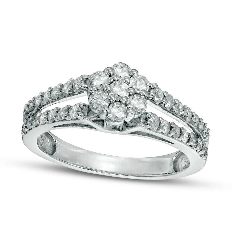 0.75 CT. T.W. Composite Natural Diamond Split Shank Engagement Ring in Solid 10K White Gold