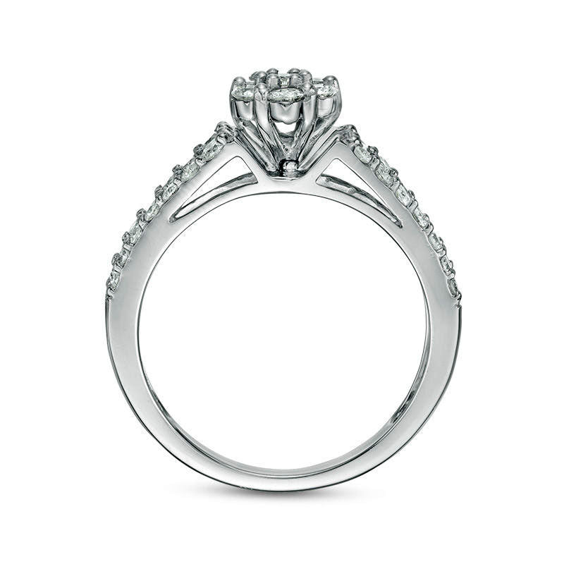 0.75 CT. T.W. Composite Natural Diamond Split Shank Engagement Ring in Solid 10K White Gold