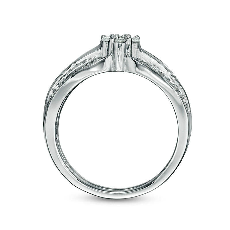 0.38 CT. T.W. Composite Natural Diamond Multi-Row Bridal Engagement Ring Set in Solid 10K White Gold