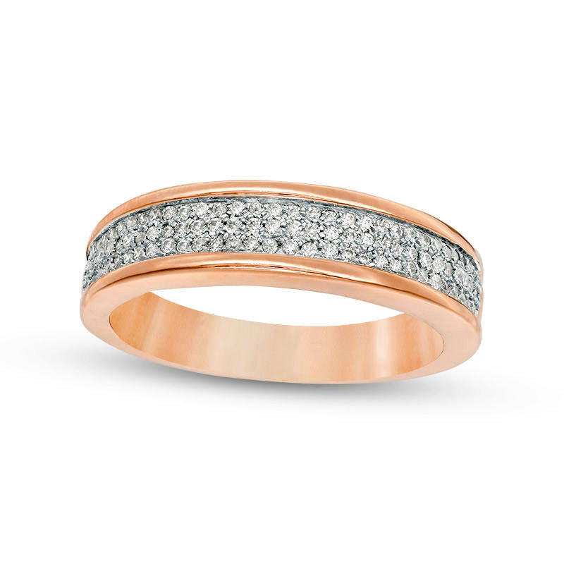 0.25 CT. T.W. Natural Diamond Three Row Band in Solid 10K Rose Gold