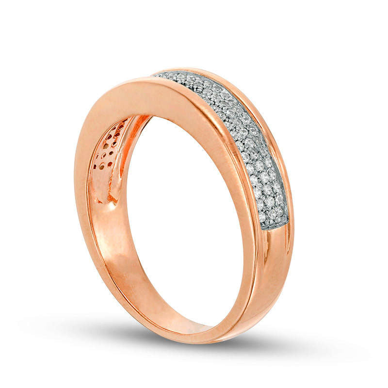 0.25 CT. T.W. Natural Diamond Three Row Band in Solid 10K Rose Gold