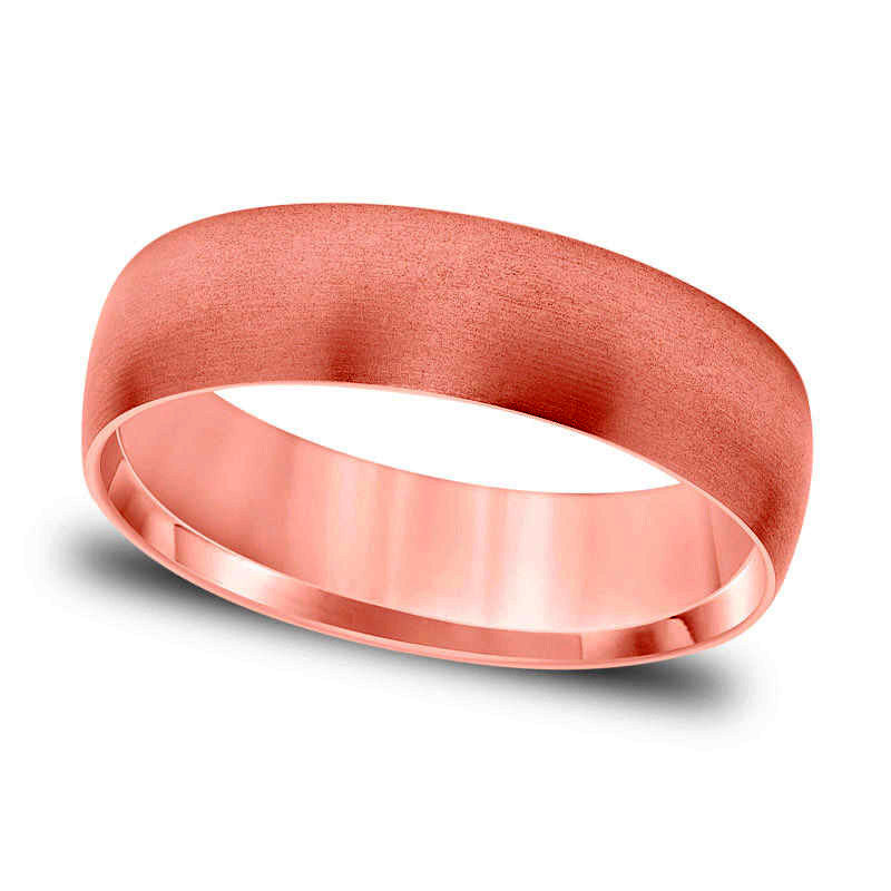 Men's 6.0mm Comfort-Fit Matte Wedding Band in Solid 14K Rose Gold