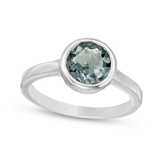 7.0mm Bezel-Set Lab-Created Grey Spinel Solitaire Ring in Sterling Silver