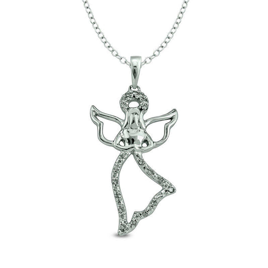 0.05 CT. T.W. Natural Diamond Angel Pendant in Sterling Silver