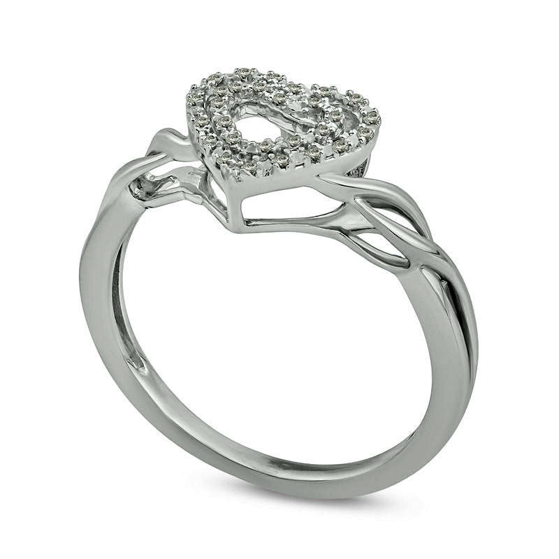 0.05 CT. T.W. Natural Diamond Double Heart Twist Ring in Sterling Silver