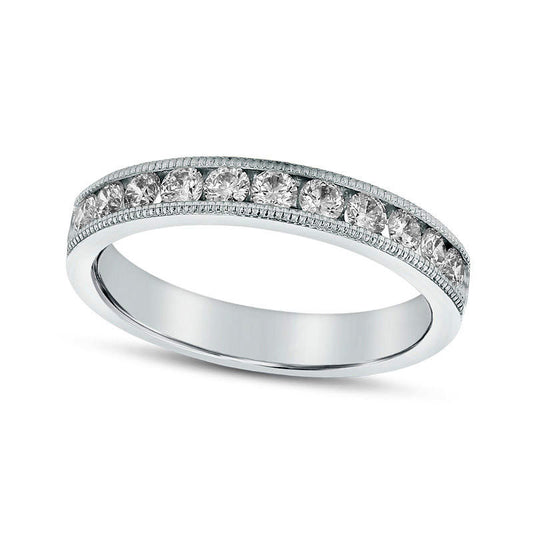 0.50 CT. T.W. Natural Diamond Twelve Stone Antique Vintage-Style Anniversary Band in Solid 18K White Gold (G/SI2)