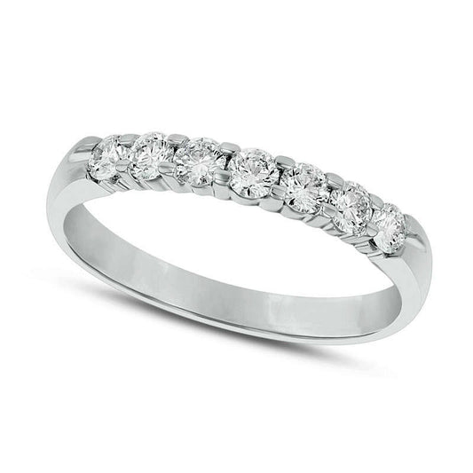 0.50 CT. T.W. Natural Diamond Seven Stone Anniversary Band in Solid 14K White Gold