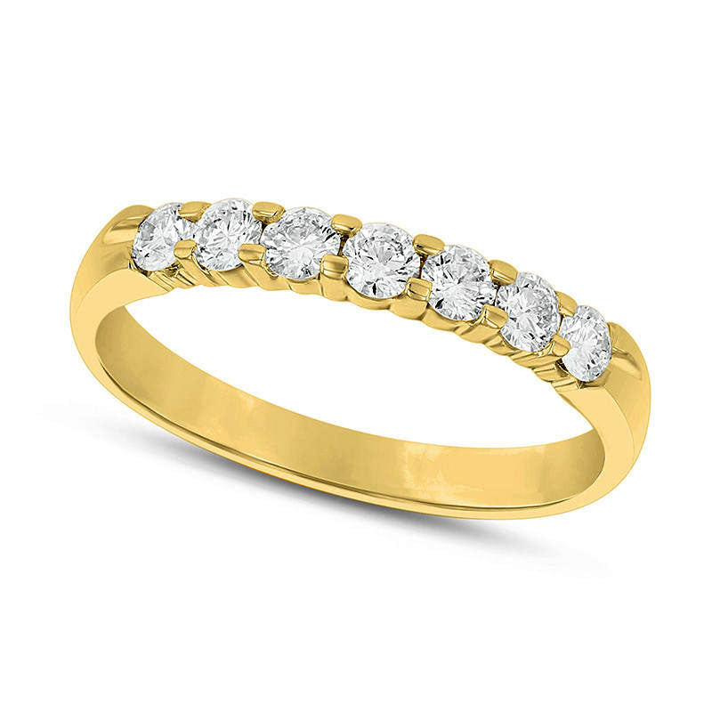 0.50 CT. T.W. Natural Diamond Seven Stone Anniversary Band in Solid 14K Gold