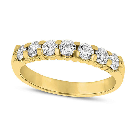 0.75 CT. T.W. Natural Diamond Seven Stone Anniversary Band in Solid 14K Gold