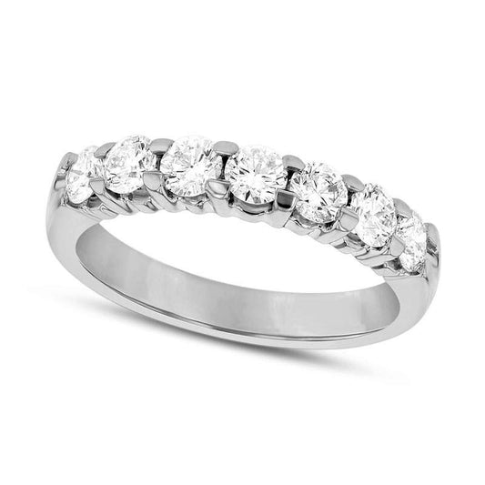 1.0 CT. T.W. Natural Diamond Seven Stone Anniversary Band in Solid 14K White Gold