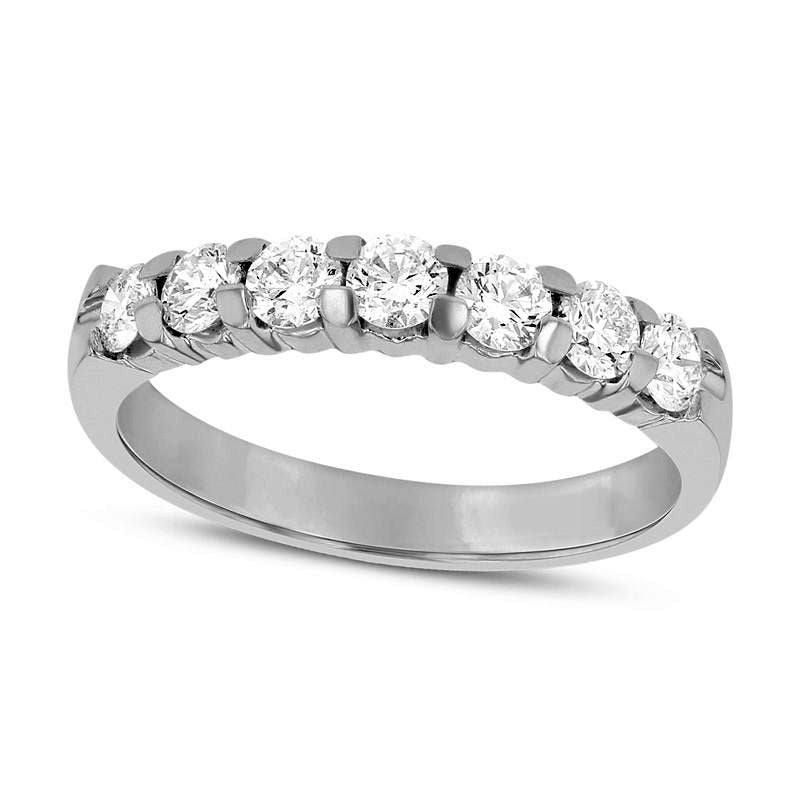 0.75 CT. T.W. Natural Diamond Seven Stone Anniversary Band in Solid 14K White Gold