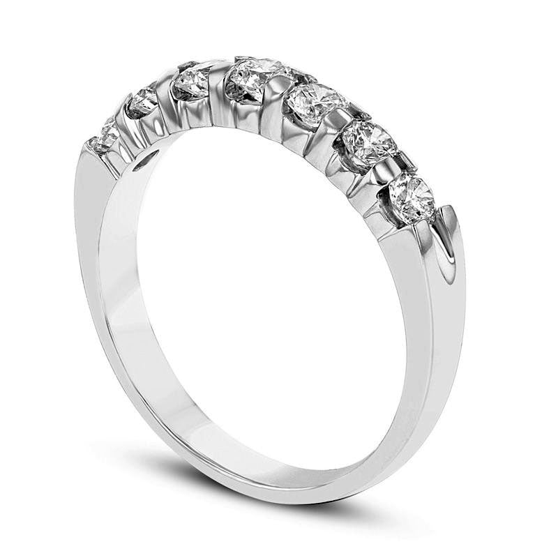 0.75 CT. T.W. Natural Diamond Seven Stone Anniversary Band in Solid 14K White Gold