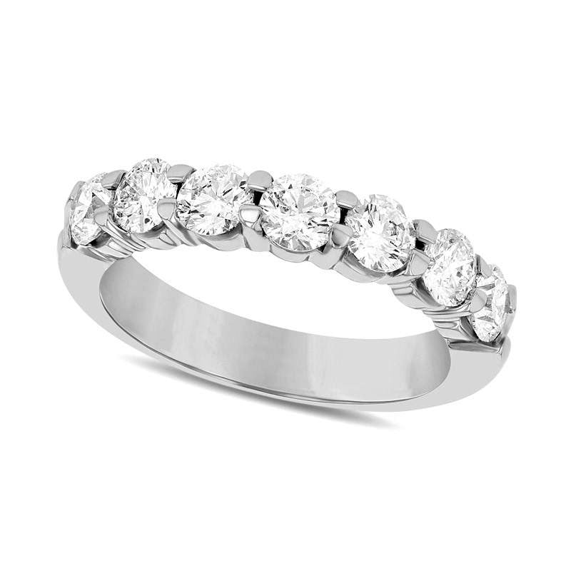 1.5 CT. T.W. Natural Diamond Seven Stone Anniversary Band in Solid 14K White Gold