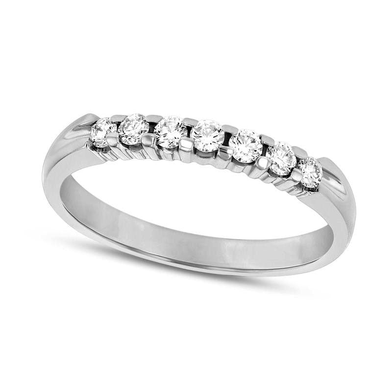 0.25 CT. T.W. Natural Diamond Seven Stone Anniversary Band in Solid 14K White Gold