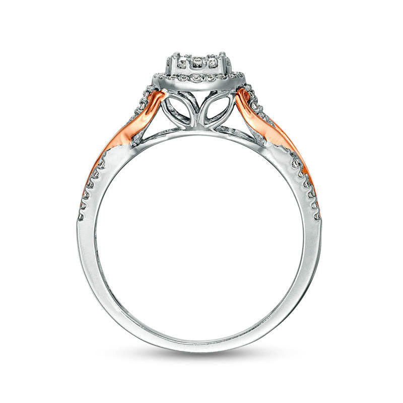 0.33 CT. T.W. Composite Natural Diamond Frame Heart-Sides Engagement Ring in Solid 10K Two-Tone Gold