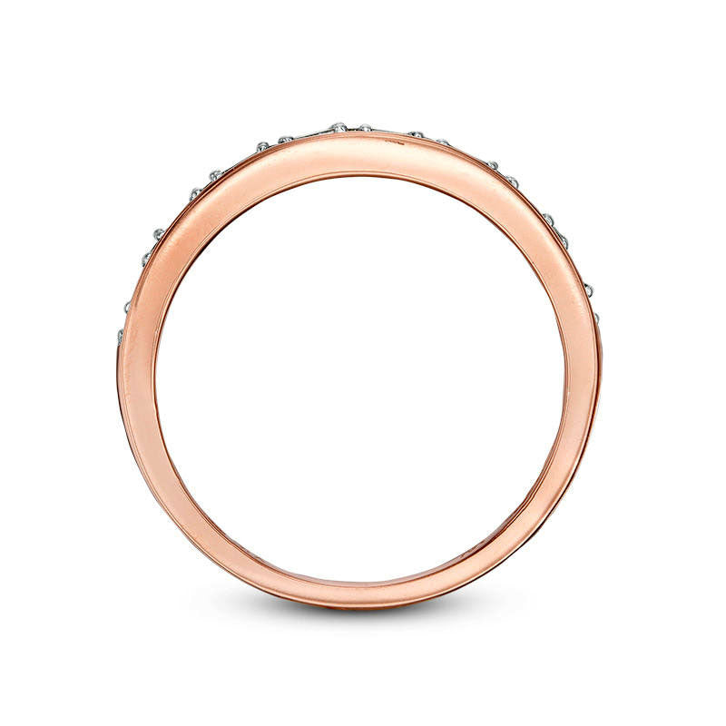 0.13 CT. T.W. Baguette and Round Natural Diamond Alternating Stackable Band in Solid 10K Rose Gold