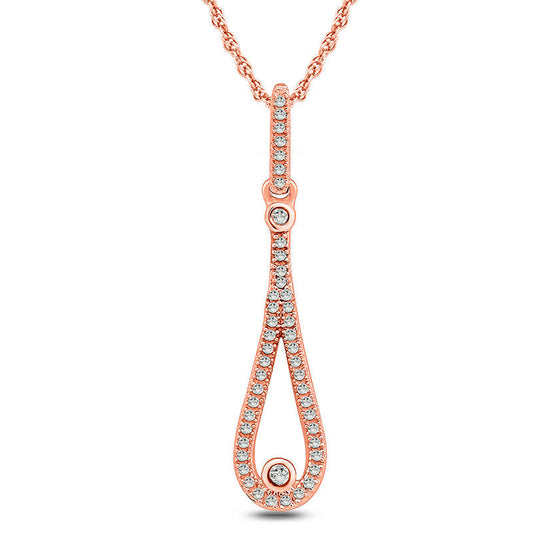 0.17 CT. T.W. Natural Diamond Elongated Teardrop Pendant in 10K Rose Gold