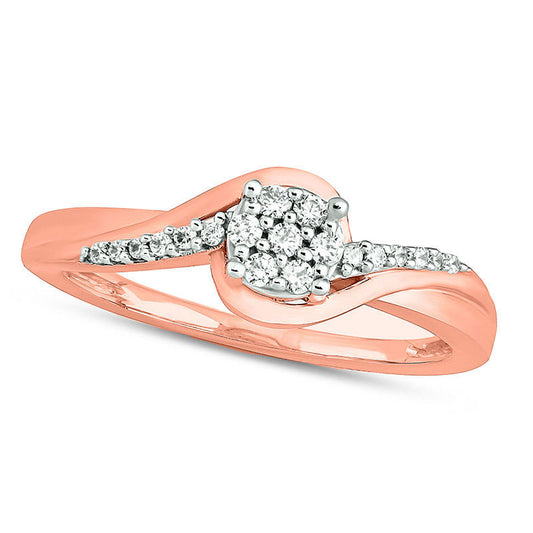 0.17 CT. T.W. Composite Natural Diamond Bypass Swirl Promise Ring in Solid 10K Rose Gold