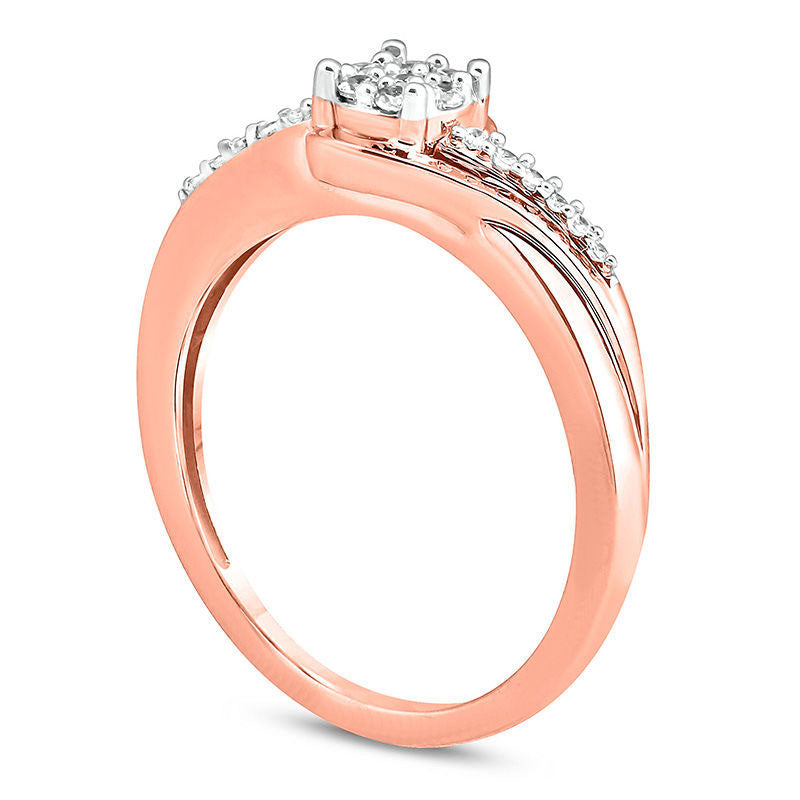 0.17 CT. T.W. Composite Natural Diamond Bypass Swirl Promise Ring in Solid 10K Rose Gold