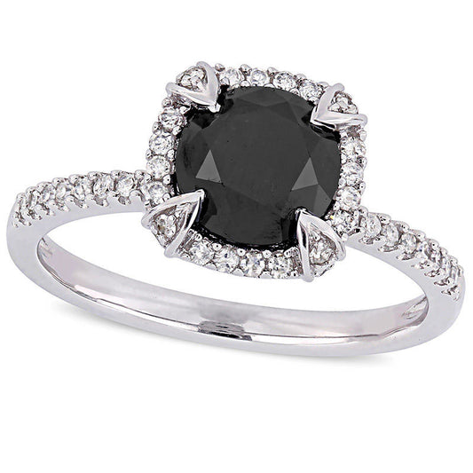 2.0 CT. T.W. Enhanced Black and White Natural Diamond Frame Engagement Ring in Solid 10K White Gold