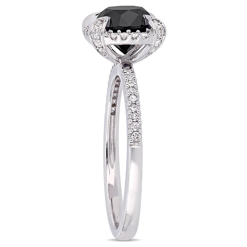 2.0 CT. T.W. Enhanced Black and White Natural Diamond Frame Engagement Ring in Solid 10K White Gold