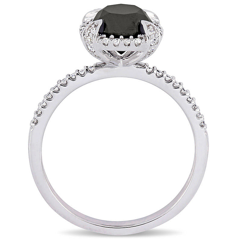 2.0 CT. T.W. Enhanced Black and White Natural Diamond Frame Engagement Ring in Solid 10K White Gold