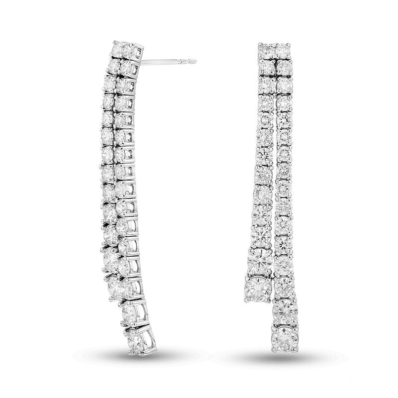 4 CT. T.W. Diamond Two Row Drop Earrings in 14K White Gold (I/SI2)