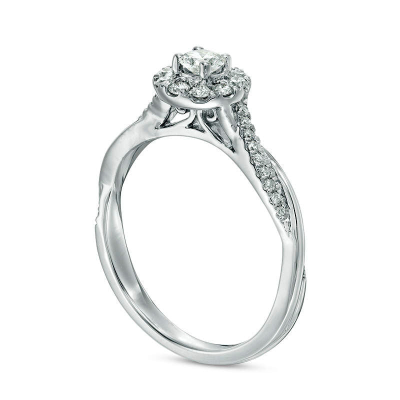 0.38 CT. T.W. Natural Diamond Frame Twist Engagement Ring in Solid 10K White Gold