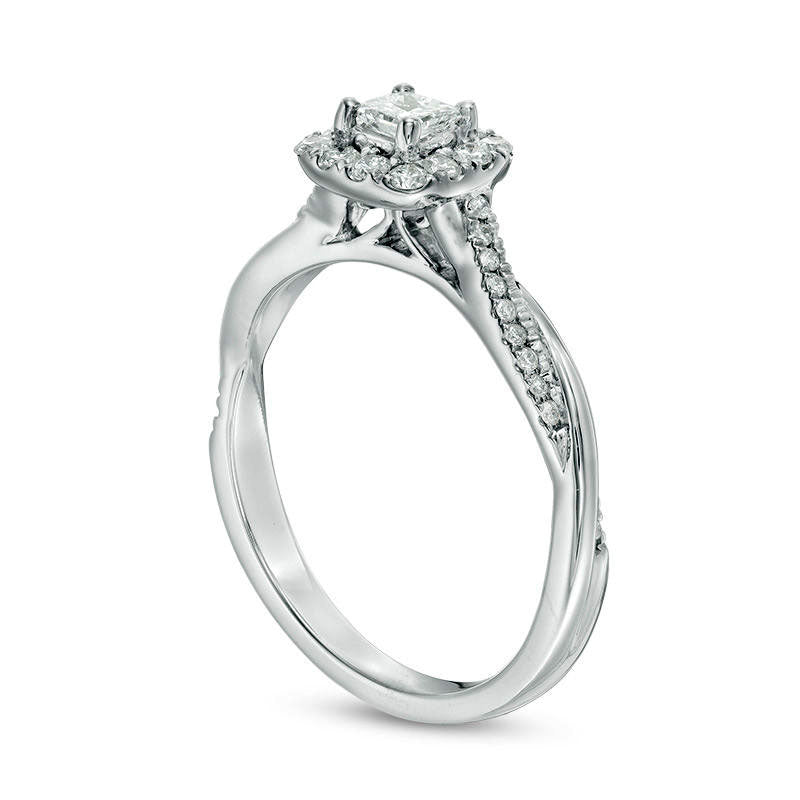 0.38 CT. T.W. Princess-Cut Natural Diamond Frame Twist Engagement Ring in Solid 10K White Gold