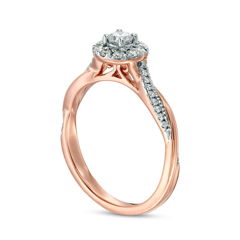 0.38 CT. T.W. Natural Diamond Frame Twist Engagement Ring in Solid 10K Rose Gold