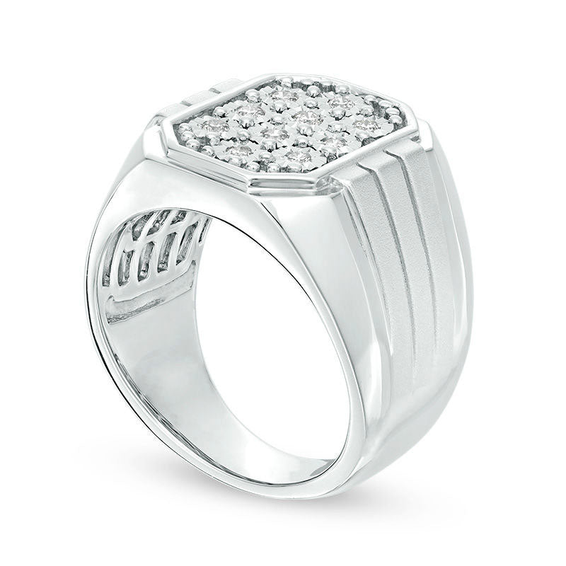 Men's 0.25 CT. T.W. Composite Natural Diamond Signet Ring in Sterling Silver