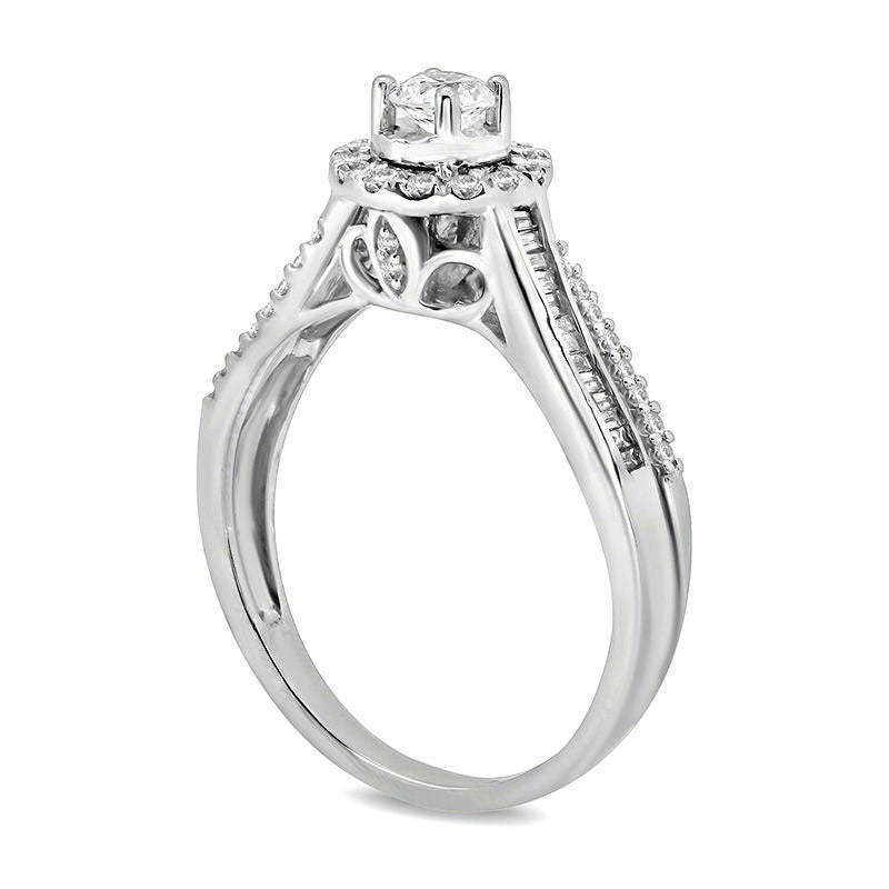 0.50 CT. T.W. Natural Diamond Frame Bypass Engagement Ring in Solid 10K White Gold